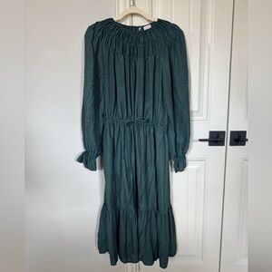 A New Day Emerald  Green Tiered Midi Dress